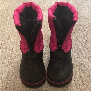 Pink and Black Winter Boots   -  I don't see a brand but likely Cat & Jack..